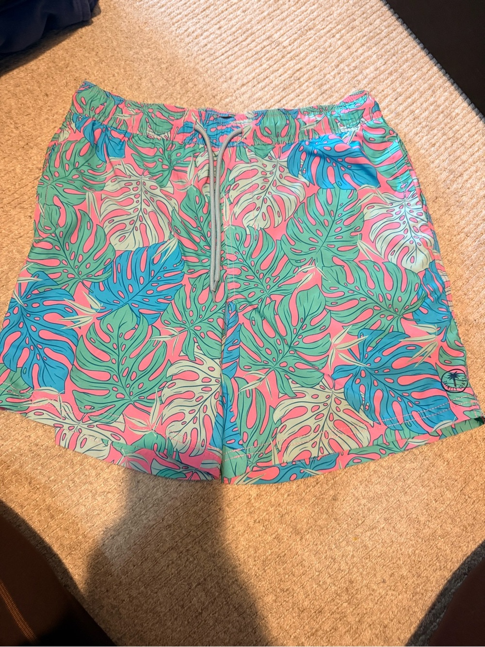 Trinity Tropical Leaf Shorts - Pink & Teal